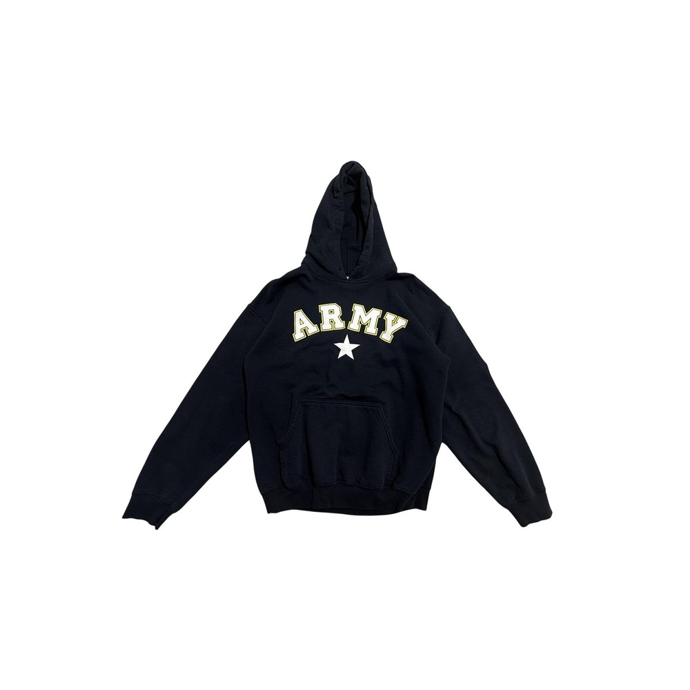 Gildan Heavy Blend Hoodie Mens Medium Black Army Star Graphic Pullover